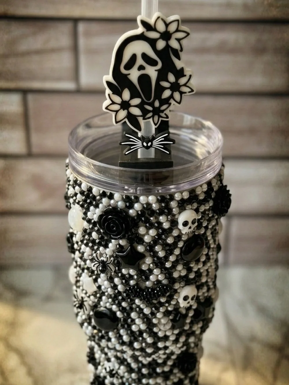 Black & White Straw Topper